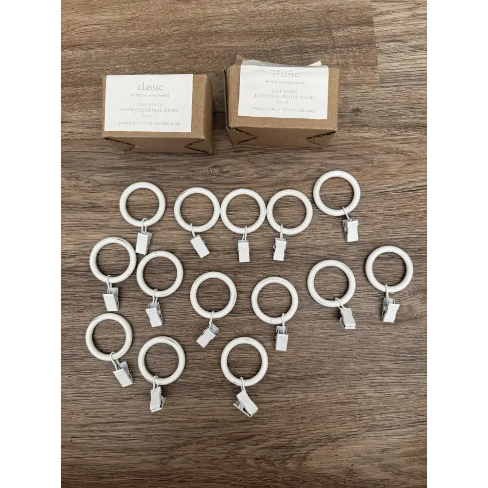 Restoration Hardware Baby & Child Clip Rings Distressed White Set 14 Small 3/4